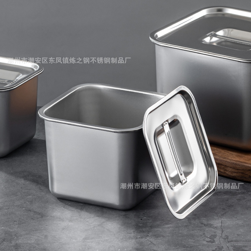 不锈钢方形味盅带盖厨房猪油盆商用佐料收纳调味罐火锅店调料盒详情4