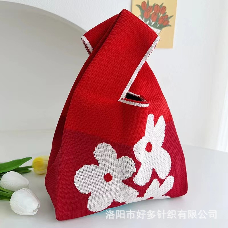 结婚喜庆伴手礼针织包手拎包飞织包手腕包礼品袋新年背心水桶包详情3