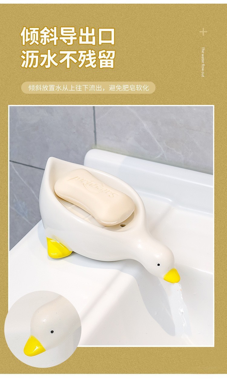 卡通小黄鸭子肥皂盒沥水不积水卫生间洗手台新款香皂盒小鸭子批发详情2