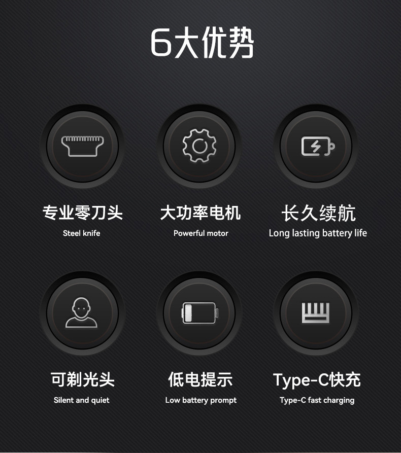 SOLIMPIA多功能电动理发器3合1剃须刀鼻毛刀修剪器剃头刀发廊推子详情2