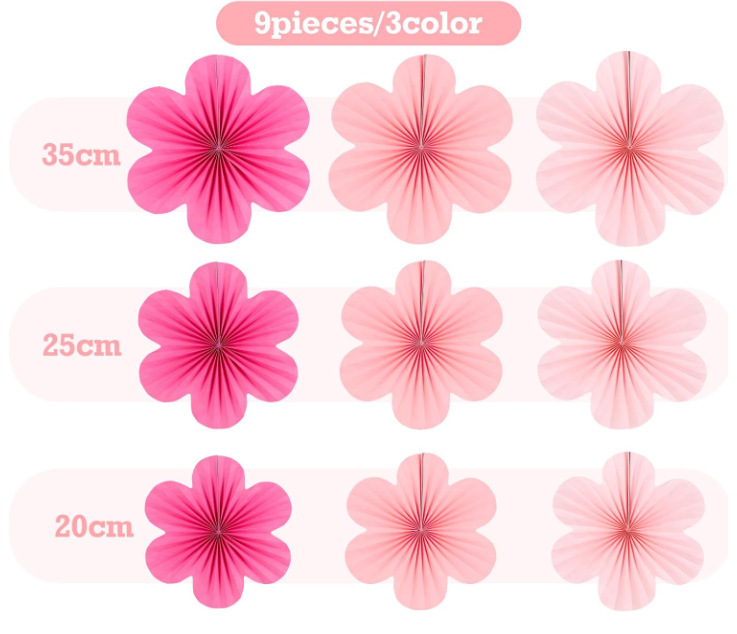 新款墙面花朵款纸扇花装饰生日派对橱窗背景墙装饰纸扇悬挂装饰珠宝店商场店铺幼儿园纸扇装饰品 圣诞节场景布置神器装饰品详情8