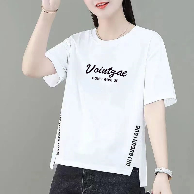 100%纯棉短款短袖t恤女夏季2024年新款时尚宽松小衫上衣体恤夏装详情6