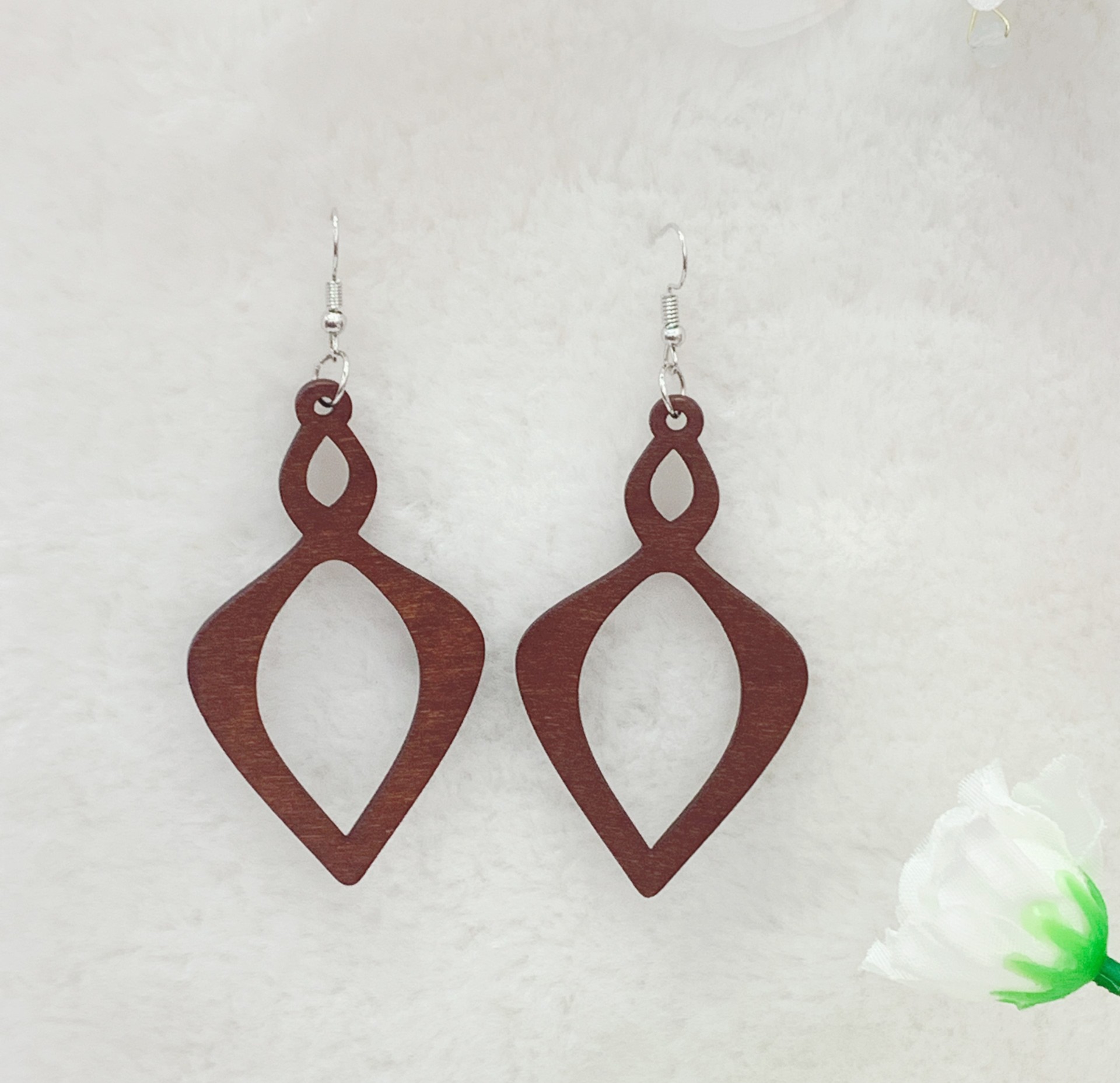 欧美简约风女士耳环几何菱形木质耳环时尚耳坠外贸跨境电商热卖货详情11