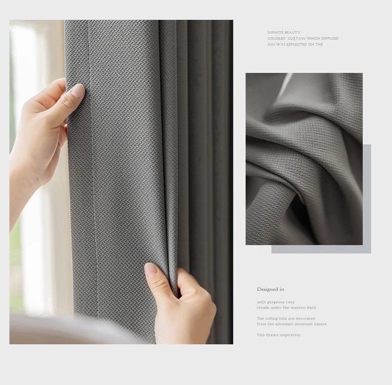 Double-sided rice-grain cotton matcha green cotton linen curtains, fully light-blocking modern light-blocking curtain fabric for bedrooms, balconies and living rooms pic 20