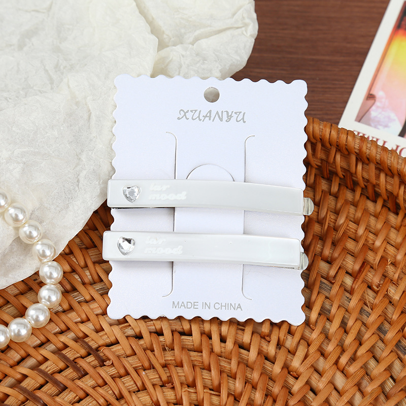 彩色爱心水钻一字发夹 高级感碎发刘海夹侧边夹百搭马尾夹批发详情6