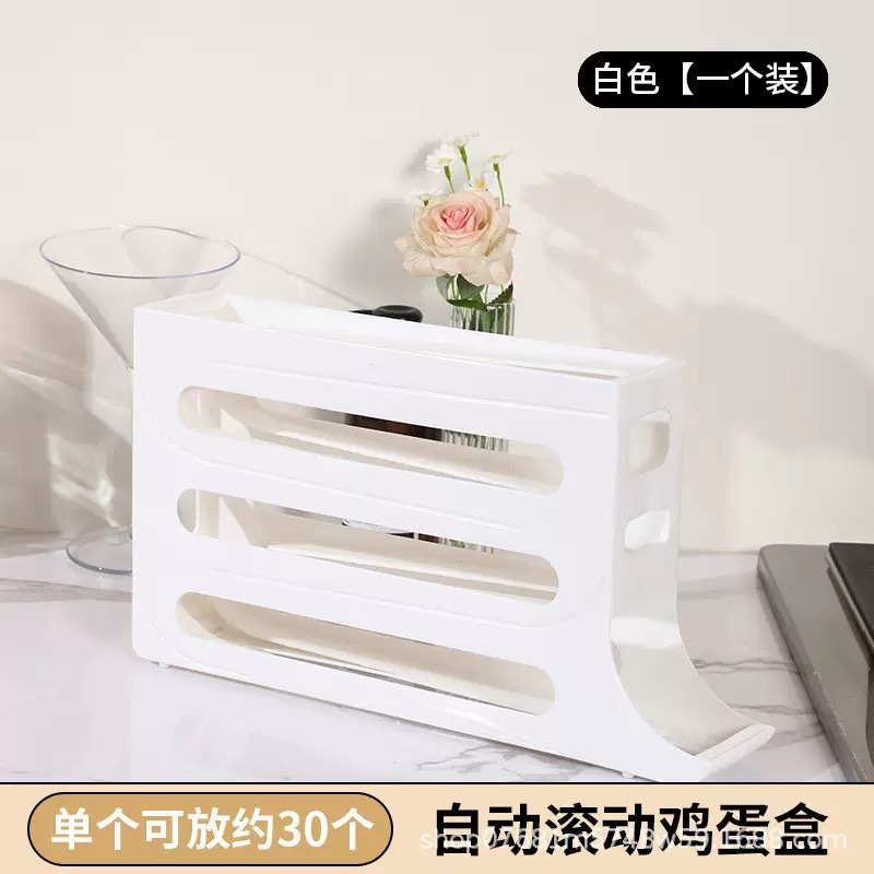 Slide rolling egg storage box, storage for the side door of household refrigerator, kitchen egg retrieval wonder, new automatic rolling egg rack pic 15