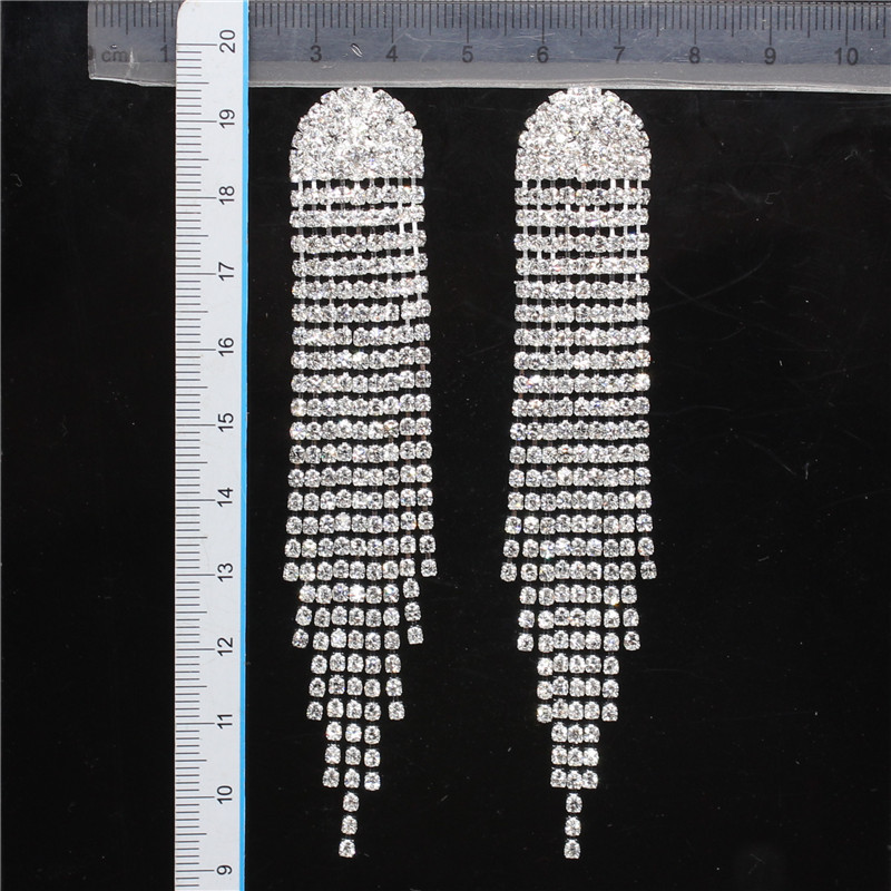 爪链流苏链装饰耳环长款耳针钻链耳饰品女孩首饰铜爪烧焊厂家直销详情3