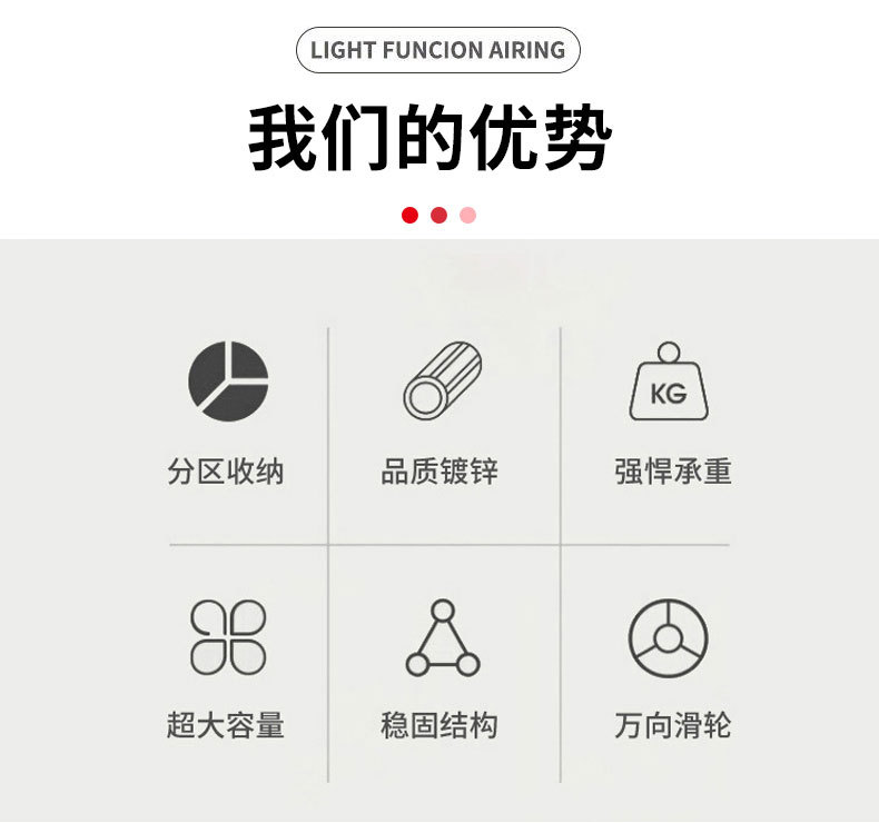 新款家用卧室衣帽架阳台落地移动带轮晾衣杆立式加厚多功能晾衣架详情2