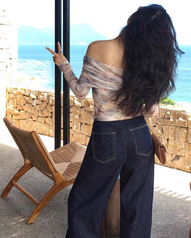 pusumed vintage wide-leg jeans for women in autumn, loose and slimming, straight-leg, floor-length pants pic 10