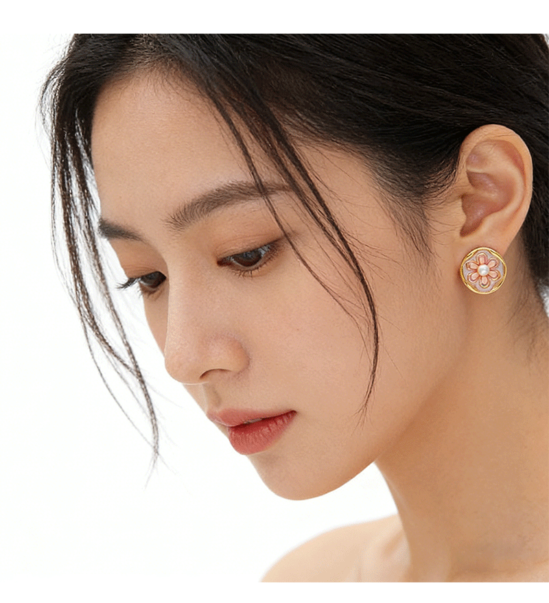 Hyacinth Monet Garden Oil Painting style earrings, live-streaming bestsellers, elegant and high-end earrings, unique design, oil-dripping small flowers pic 7