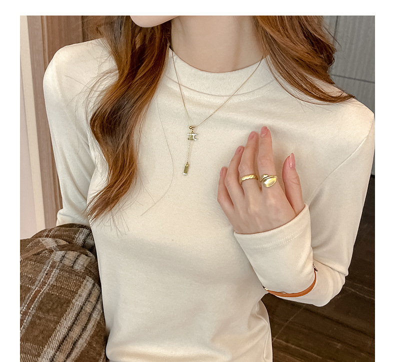 严选正肩打底衫女2025新款微米椰绒秋冬季打底内搭长袖高级感上衣详情5