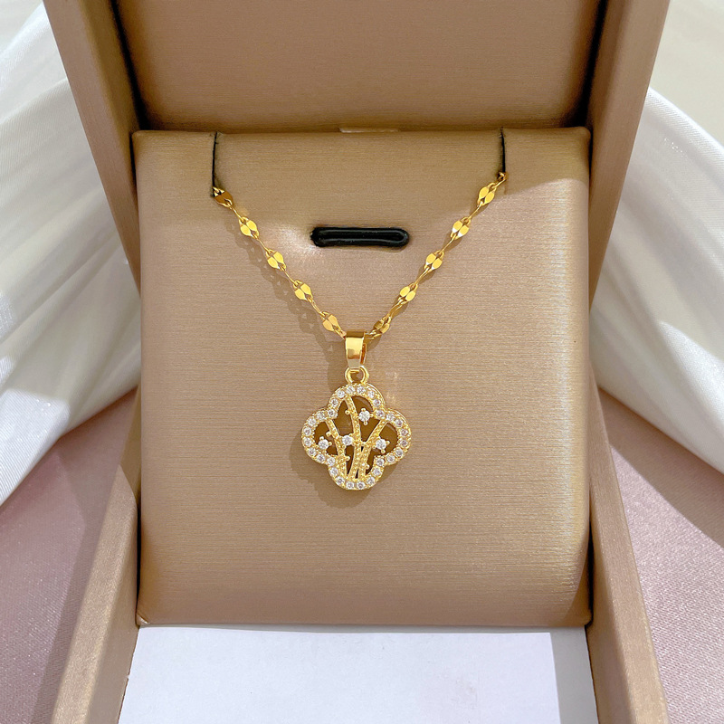 【钛钢】幸运项链女铜微镶真金电镀简洁Ins网红精致锁骨链脖链详情46