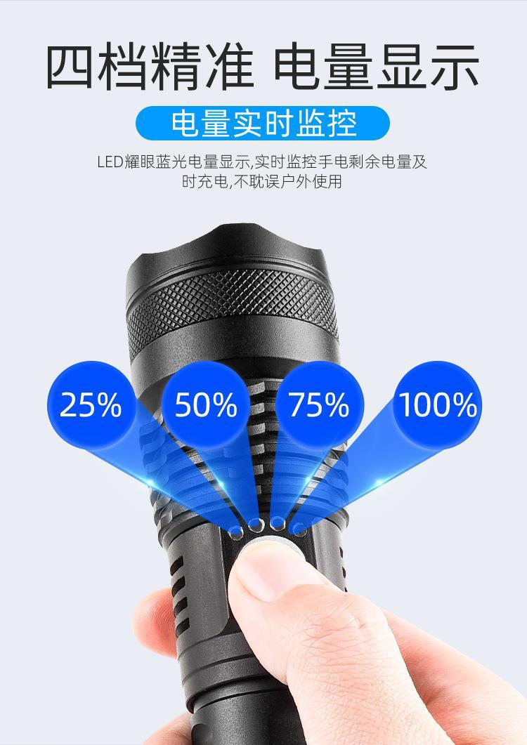 TEMUTIKTOK cross-border high-intensity flashlight Patrol camping outdoor illumination Clear laser aluminum alloy high-intensity long-range radiation pic 4