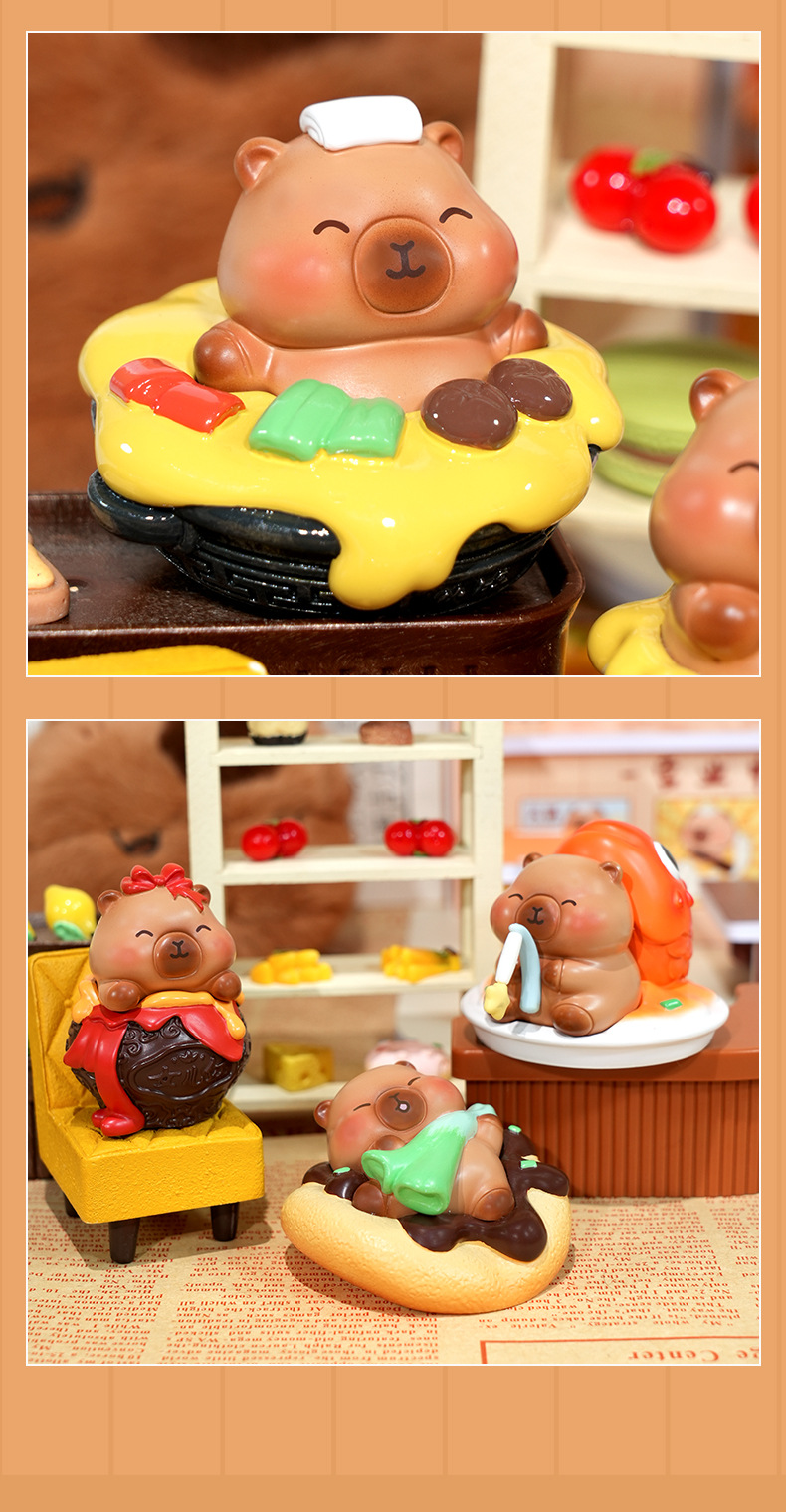 新款豚个美食盲盒系列惊喜佛系呆萌树脂萌粒摆件桌面小公仔摆件详情9