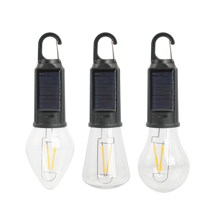 太阳能露营灯球泡钨丝灯 三挡调光防水帐篷灯 户外野营氛围手提灯详情12