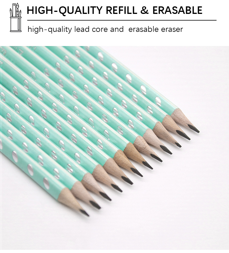 Yalong Cross-border Cute Student Triangle Pole Popular HB Pencil Set with rubber top suitable for student writing pic 6