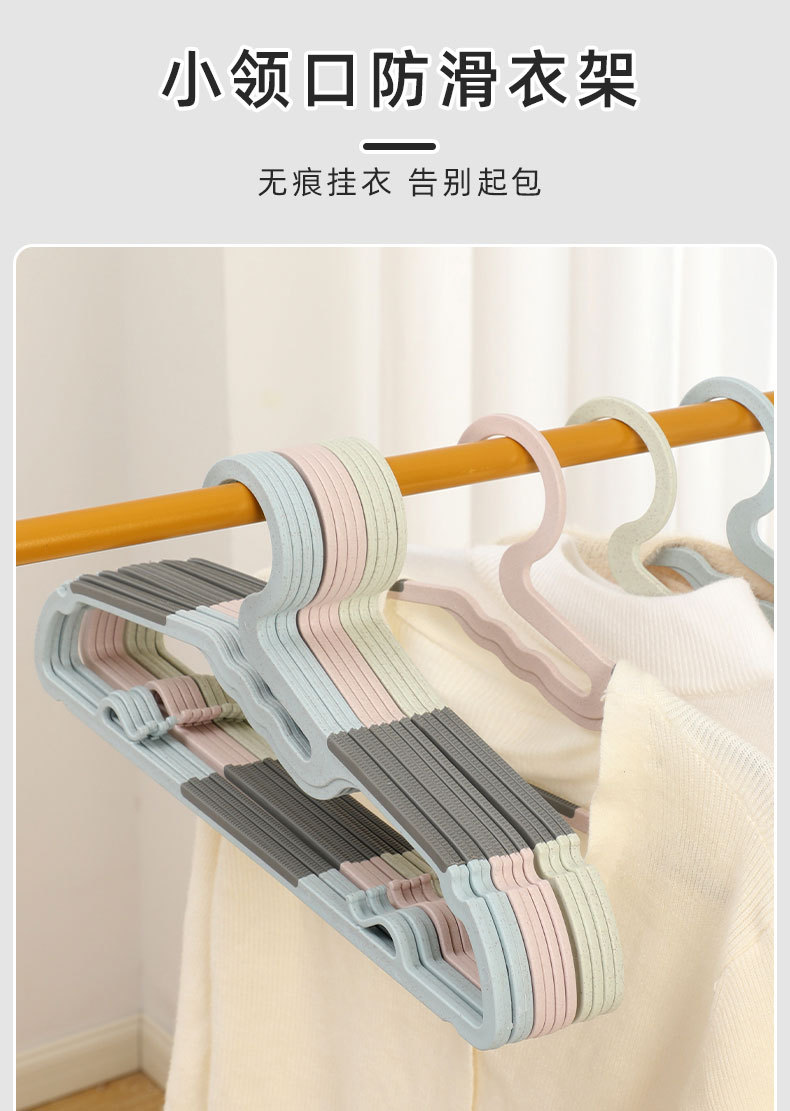 小领口防滑衣架家用挂衣架无痕防鼓包衣架宿舍卧室加粗塑料晾衣架详情1