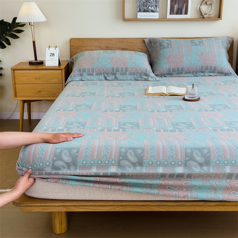 Pure cotton yarn-dyed jacquard double-layer gauze bed cover, single piece of all-cotton gauze mattress protective cover, bedspread, bed cover, single piece of bedding pic 84