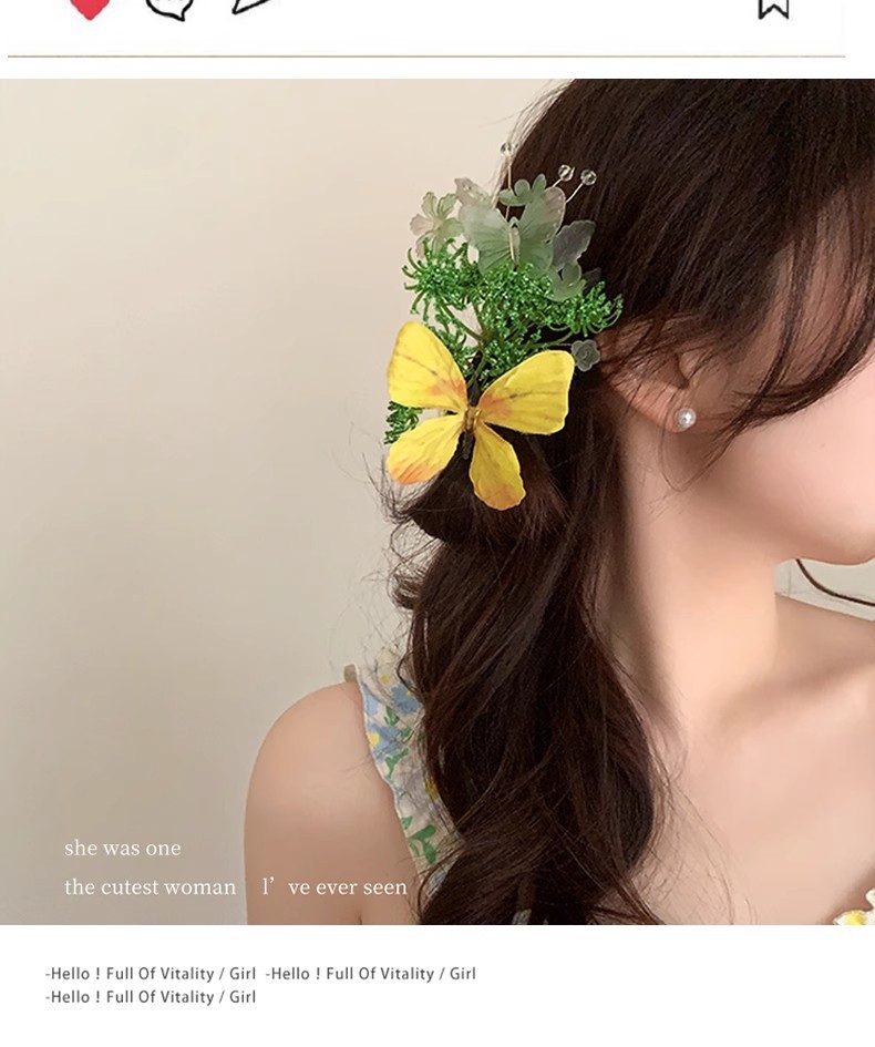 汉服发饰森系蝶恋花发夹汉服花枝配饰侧边夹头饰古风唐风古装发饰详情8