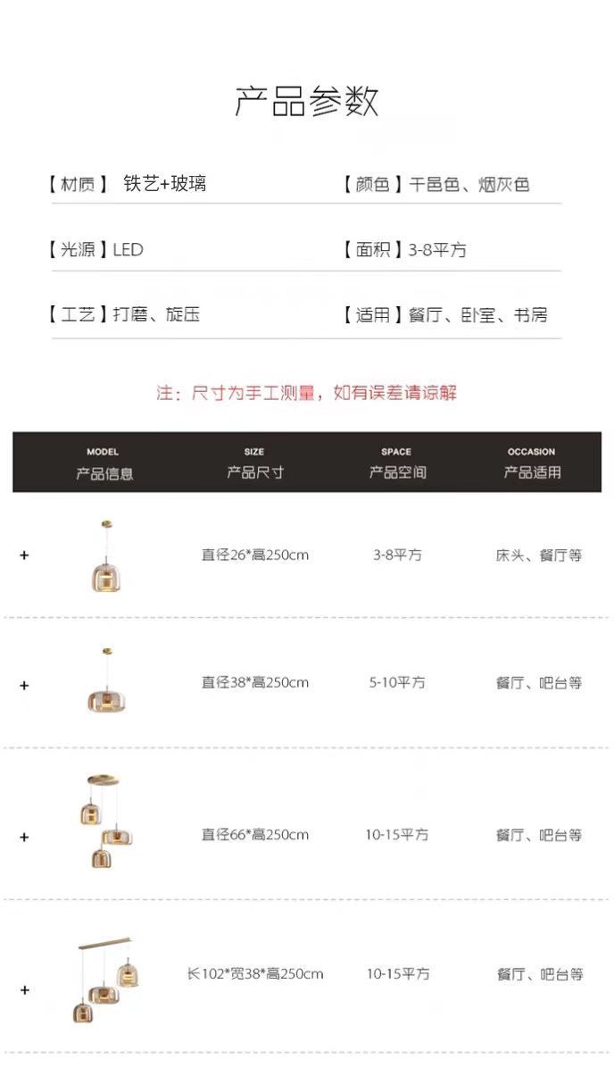 中山古镇玻璃灯具北欧现代简约创意吧台餐厅吊灯客厅艺术设计师详情9