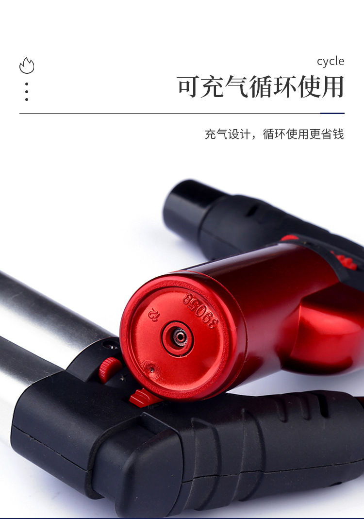 亚马逊金属外壳防风直冲喷火器艾灸雪茄烧烤点火器家用迷你打火机详情6