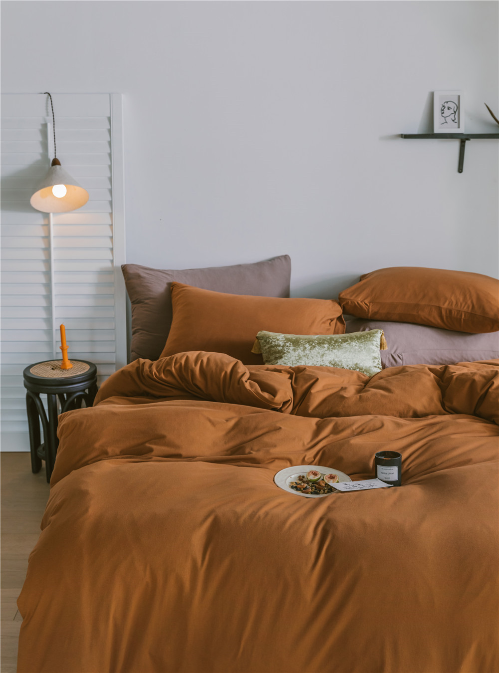 ins Japanese-style solid color all-cotton knitted cotton four-piece set, skin-friendly nude sleeping plain double-layer Indian cotton bed sheet pic 28