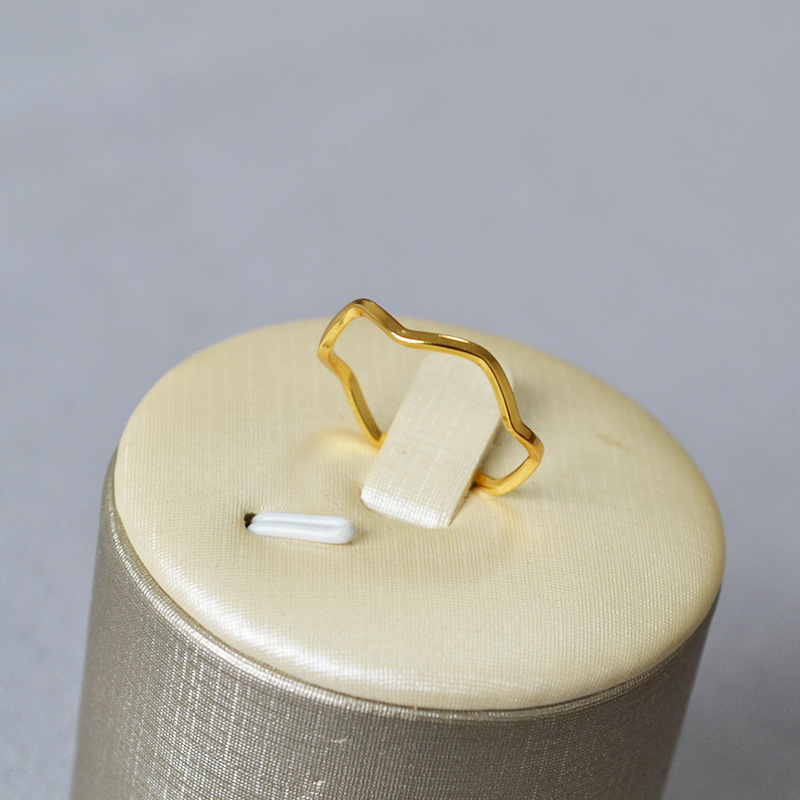 日韩简约素圈波浪曲线黄铜镀金INS风纤细叠带时尚个性戒指食指戒详情8