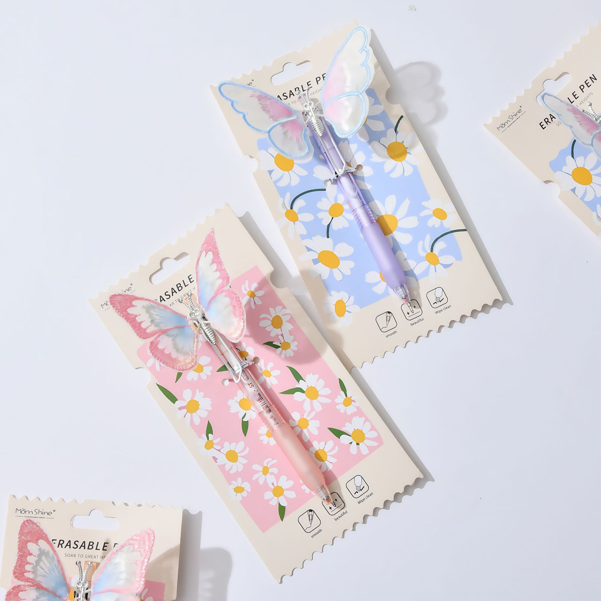 Chenxi butterfly-shaped press erasable gel pen Crystal blue Student black stationery wholesale erasable pen pic 4