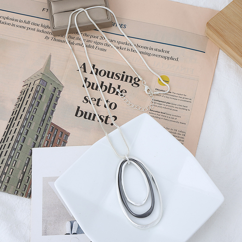 跨境饰品亚马逊爆款热销欧美复古长款项链几何吊坠女士金属毛衣链详情11