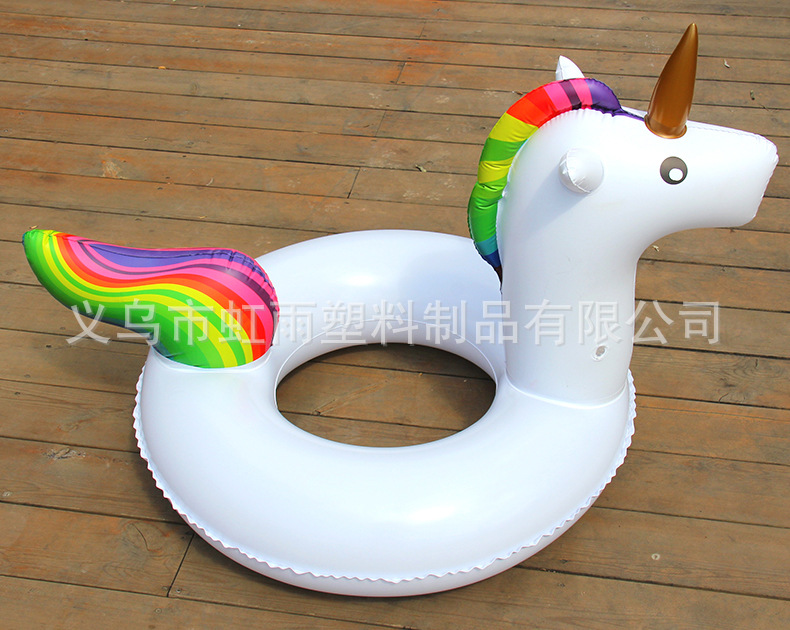 虹雨新款儿童独角兽游泳圈批发可爱卡通独角兽腋下圈加厚充气泳圈详情8