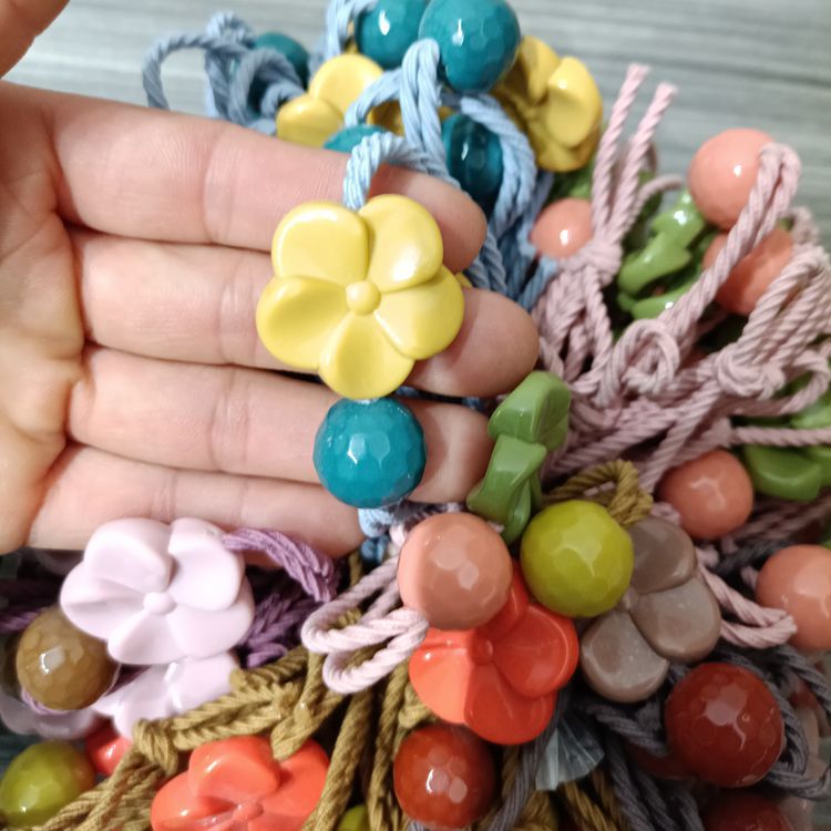 No. 136 Large flower hair tie, 100 yuan per bundle of flower hair tie, colorful hair tie, hair band, leather band, Korean style popular hair band, 1 yuan wholesale, 2 yuan supply pic 3