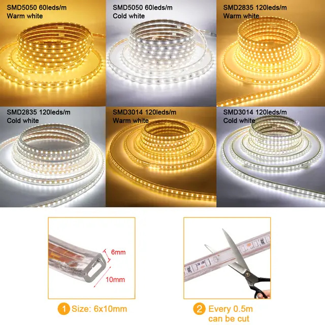 5050LED light strip, 220V outdoor waterproof, IP65, lighting project, home decoration lighting, decorative atmosphere, colored light strip pic 16