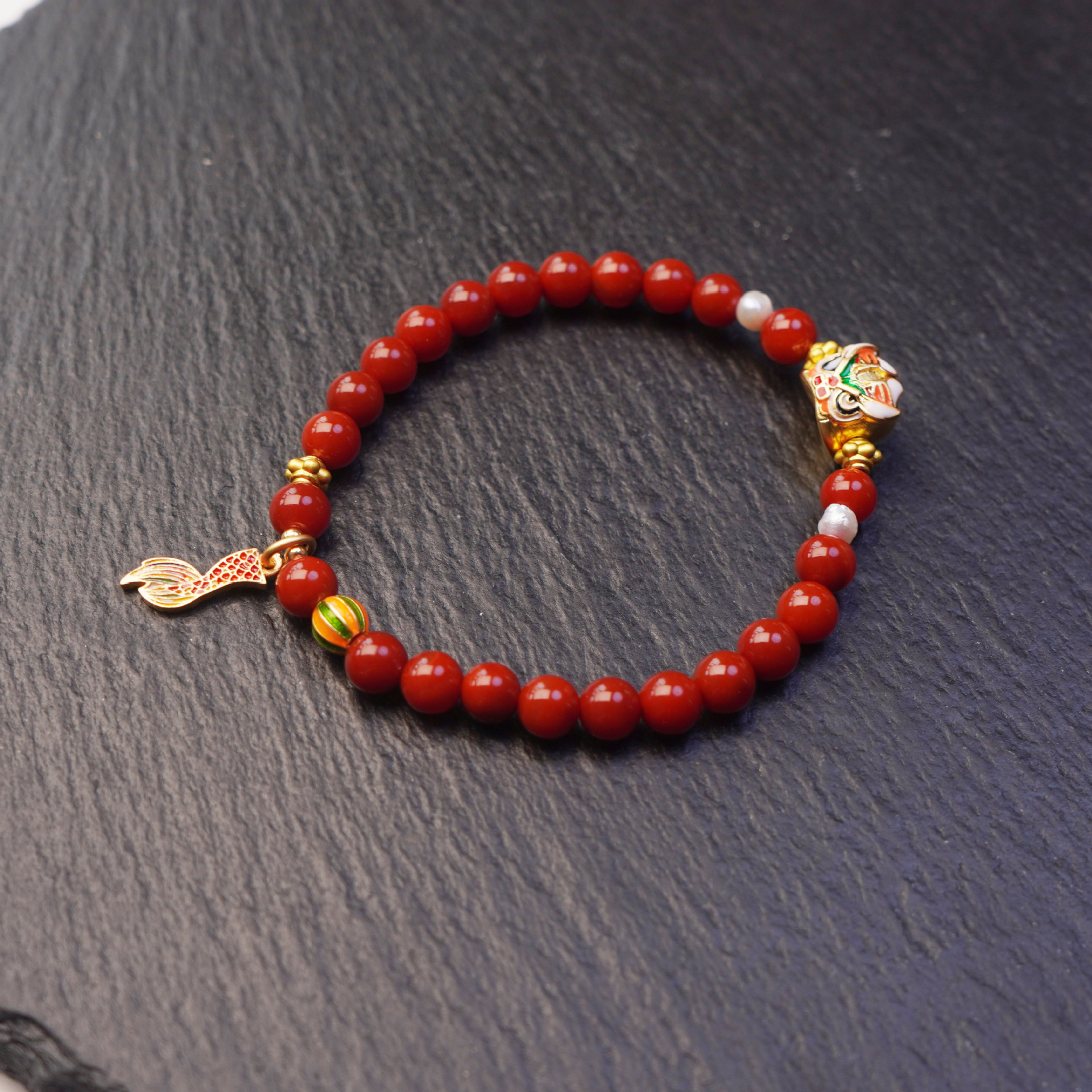 Nine Purple Li Fire Red Agate dragon Head and Tail agate beaded bracelet for women to attract wealth, traditional Chinese style gift and accessory pic 13