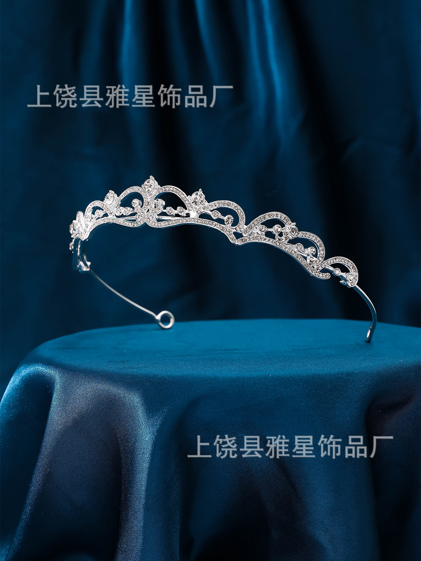 Nuevo estilo simple strass tocados de novia de alta gama de lujo aleación con diamantes corona novia aros de pelo vestido de novia accesorios de pelo pic 8
