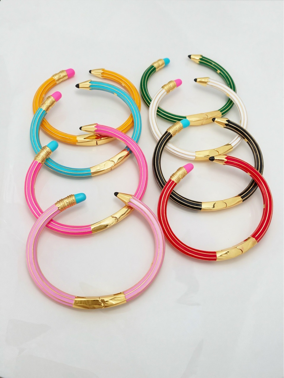 Cross-border new product pencil eraser bracelet, personalized and creative fashion style, enamel color open bracelet with a patchwork feel, for women pic 5