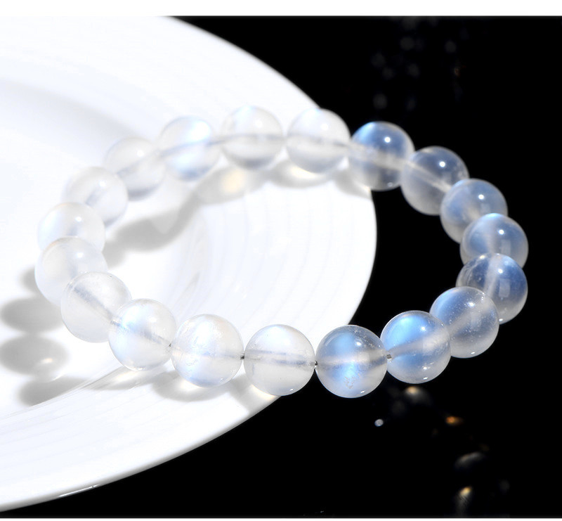 久雅水晶 天然奶油体蓝月光手链 清新蓝色月光石手链 厂家直销详情12