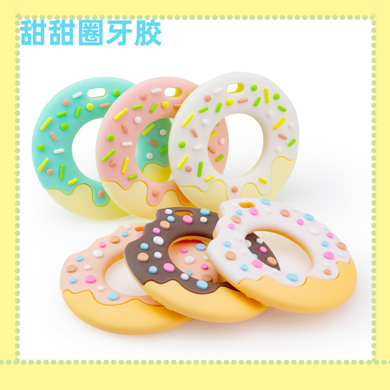 婴童 新品甜甜圈牙胶婴儿磨牙棒可水煮食品级硅胶饼干宝宝牙胶母婴用品详情12