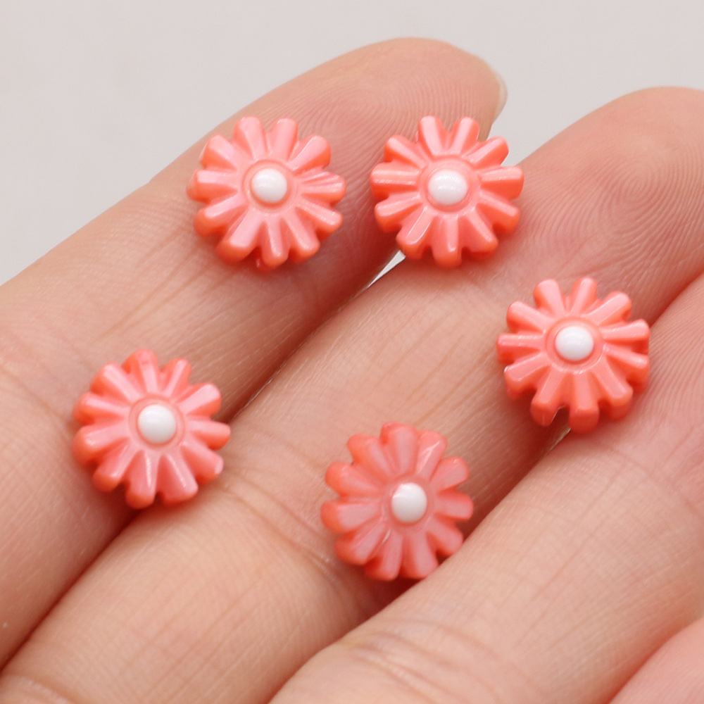 DIY jewelry accessories, natural shell hand-carved sunflowers, multi-color through-hole hairpins, earrings and pendants wholesale pic 10