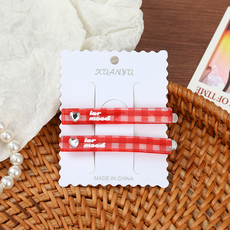 彩色爱心水钻一字发夹 高级感碎发刘海夹侧边夹百搭马尾夹批发详情10