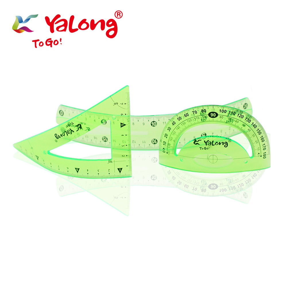 Yalong Plastic student learning 4-piece set of 30-centimeter straight rulers, math and geometry tool rulers, and flexible rulers pic 2