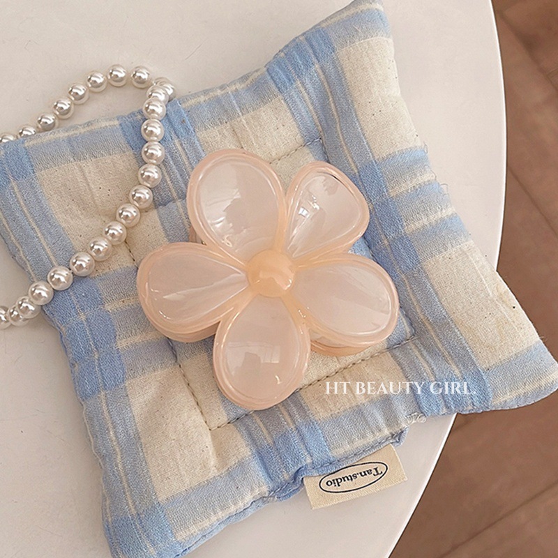 甜美五瓣花果冻色拼接发夹鸡蛋花盘发鲨鱼夹发饰详情22