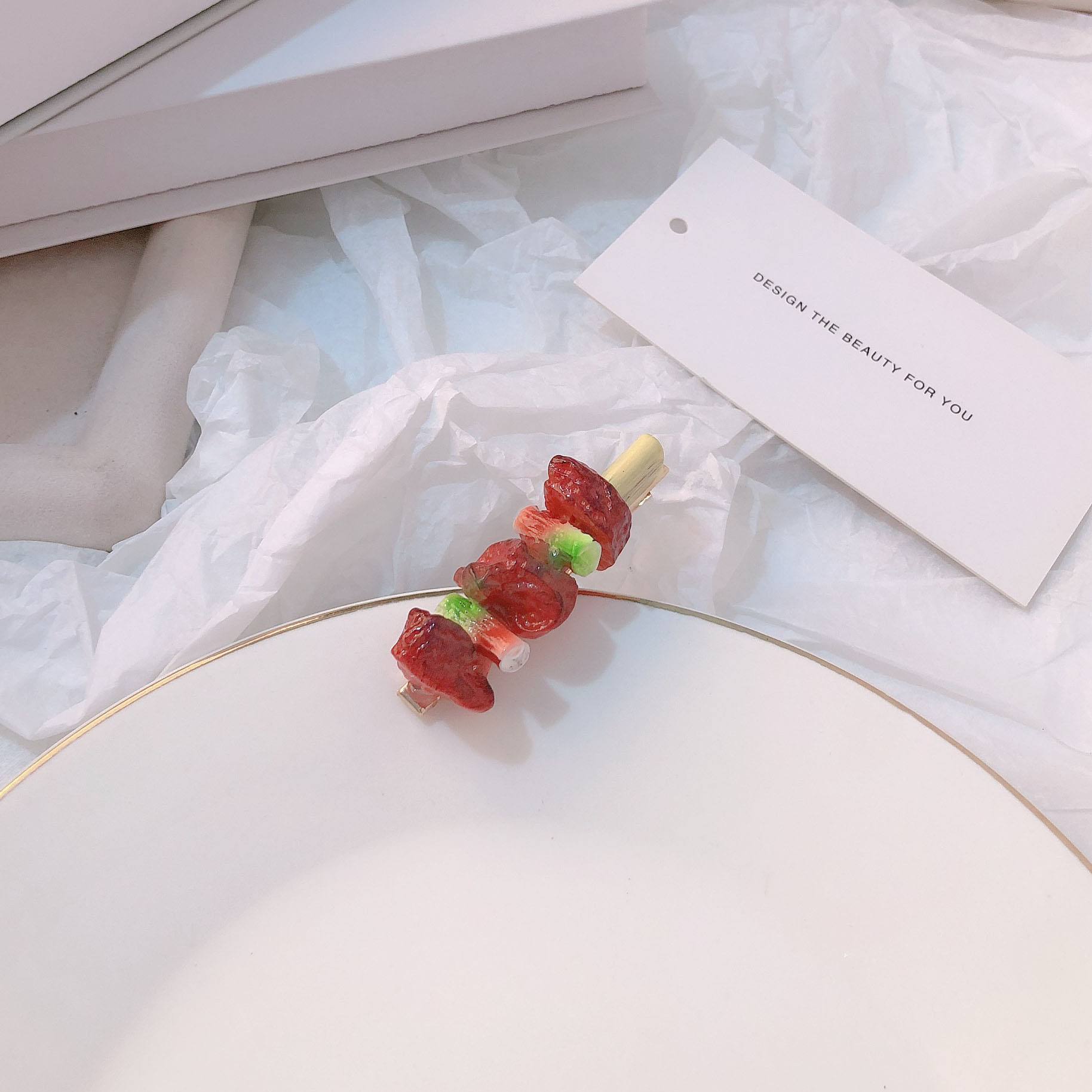 Fun ribs, simulated food, crab claws, funny grilled meat, hair clips, sea cucumber, creative side clips, sugar-coated haws, hair accessories pic 11