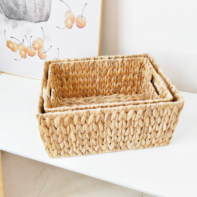 角落分层水葫芦草编收纳箱编织杂物收纳篮储物筐海草零食展示篮子详情10