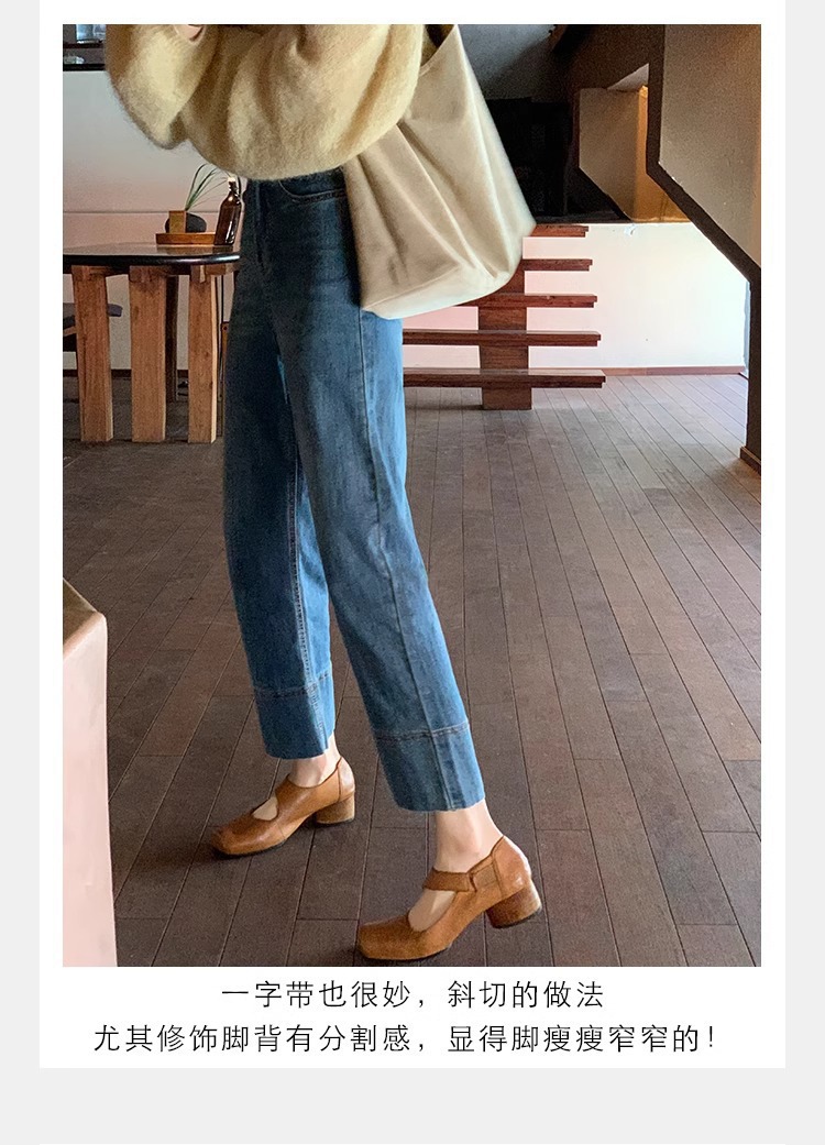 软羊皮~法式方头粗跟玛丽珍鞋女秋复古猪鼻子芭蕾鞋女小皮鞋单鞋详情21