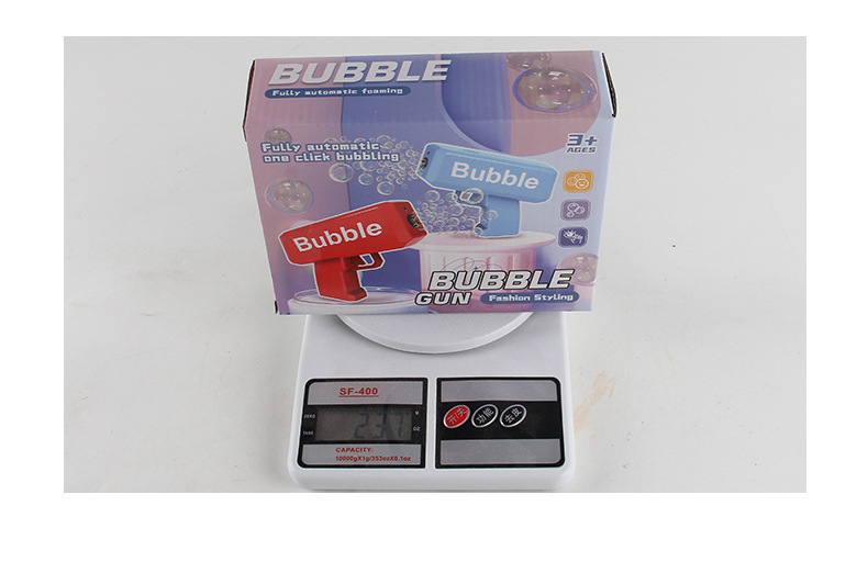 The upgraded version of the new children's summer electric light and music money spray gun bubble machine with multiple holes pic 8