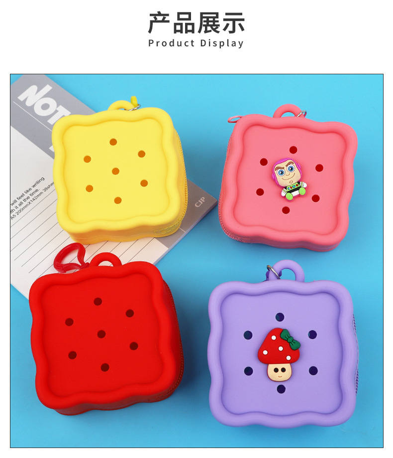 2024新款洞洞零钱包糖果色钱包钥匙扣学生书包挂件情侣方形耳机包详情6