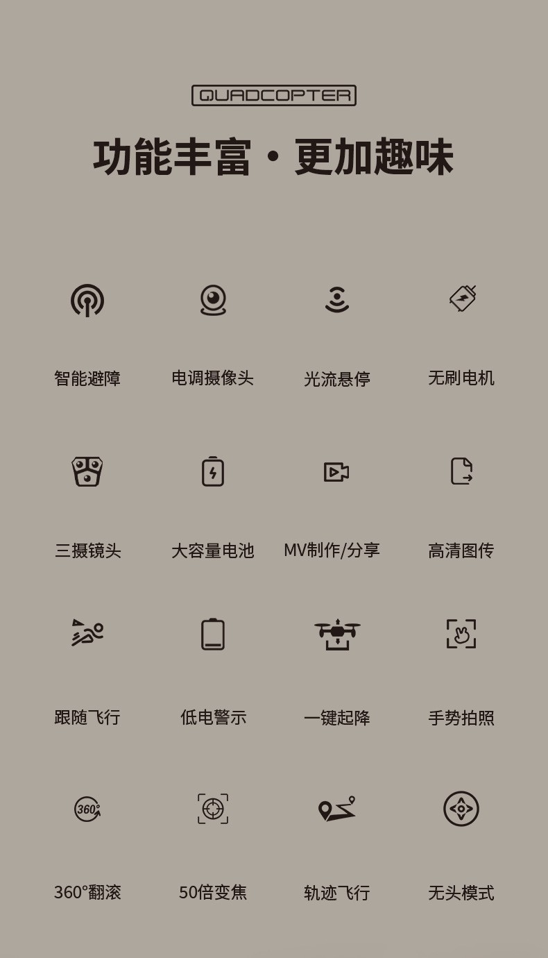 跨境无人机无刷电机长续航电调航拍光流避障穿越飞机玩具彩灯飞行详情2