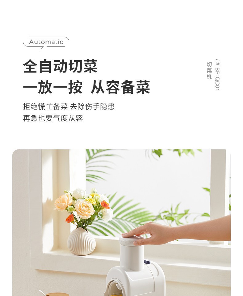 德国蓝宝电动切菜机QC01家用多功能自动滚筒刨丝器小型切菜器详情5