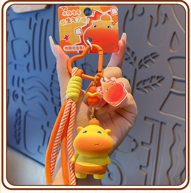 Creative genuine capybara Lulu UV light color-changing red temperature keychain student schoolbag pendant small gift pic 12