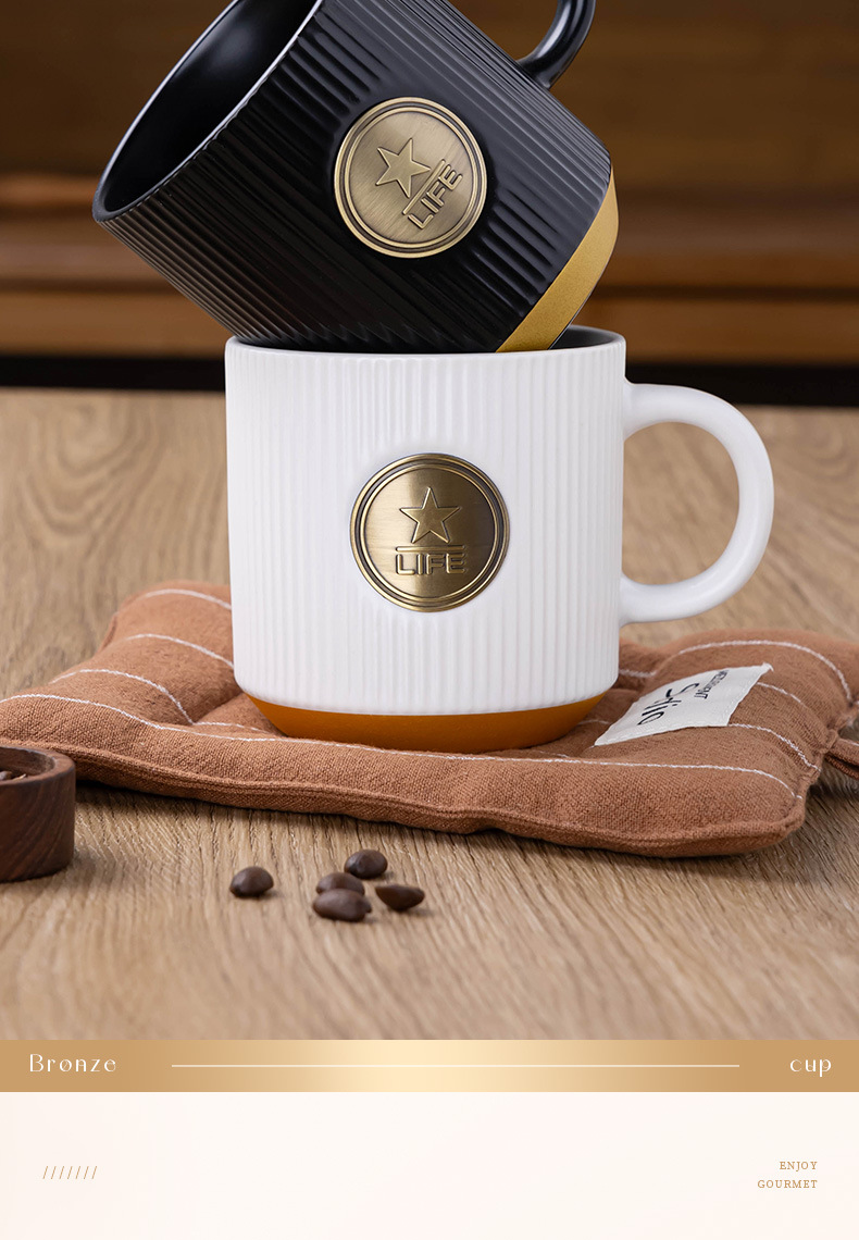 铜牌马克杯定制欧式复古陶瓷水杯轻奢咖啡杯情侣杯高级感礼品跨境详情16